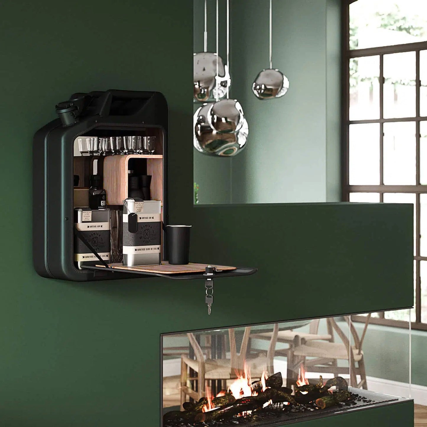 Jerry Can Bar Cabinet (Racing Green)