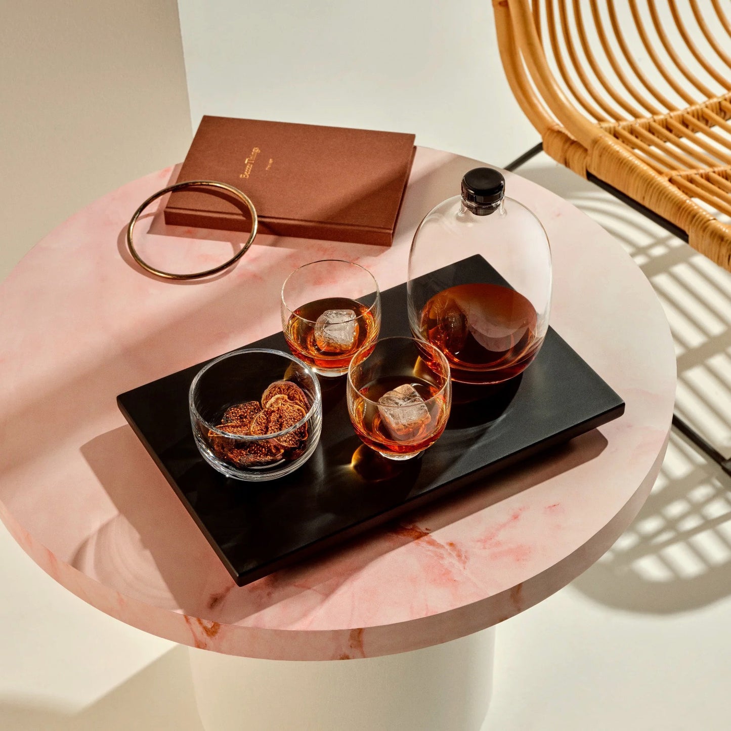 Malt Crystal Whisky + Wooden Tray Set