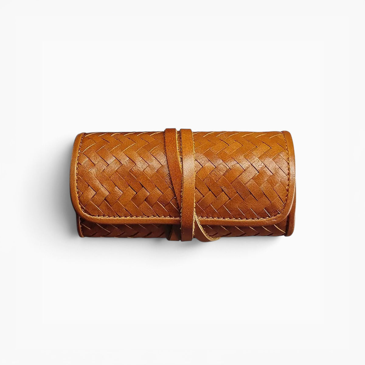 Herringbone Leather Grooming Roll