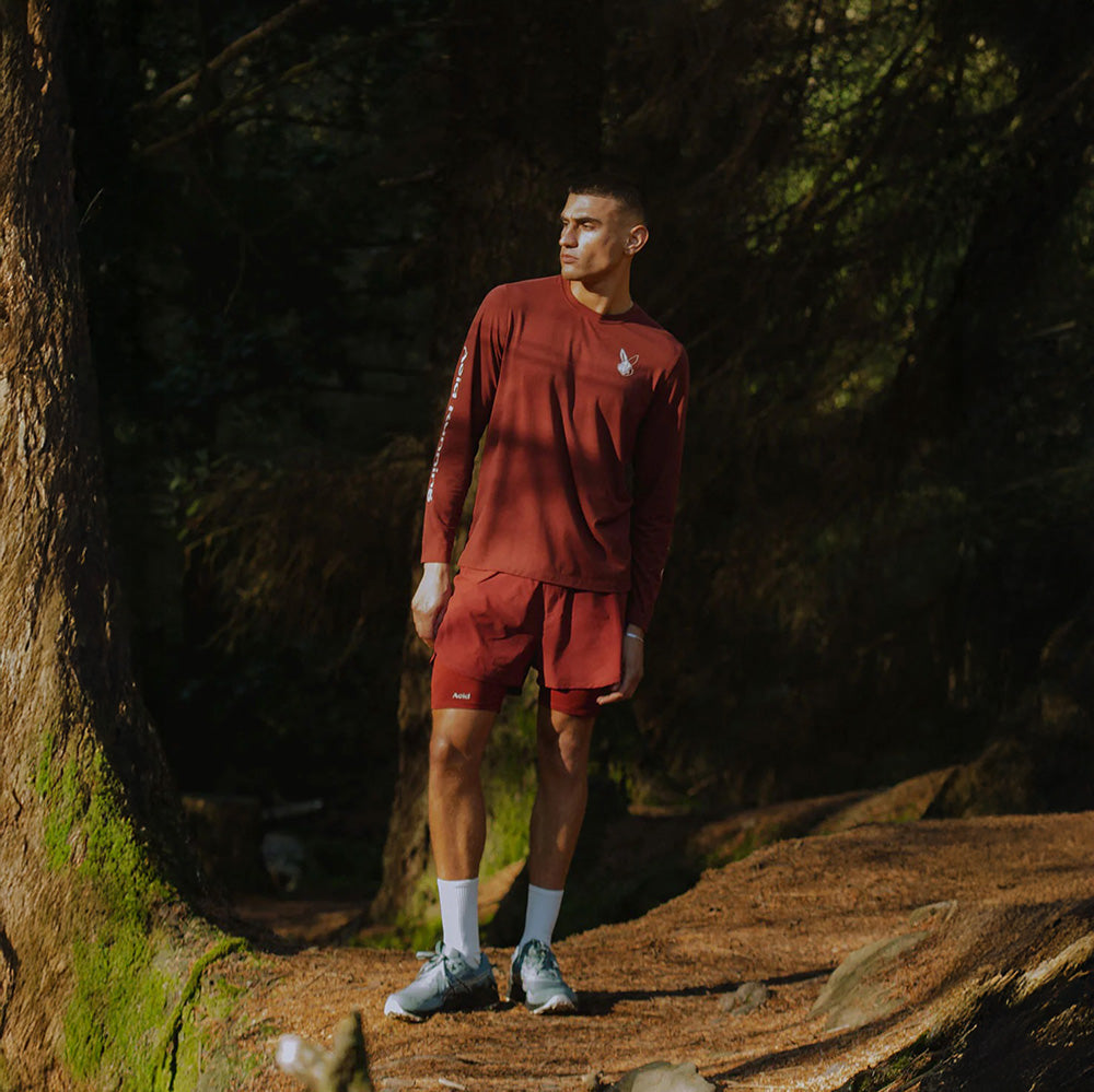 2-in-1 Running Shorts (Brick Red)