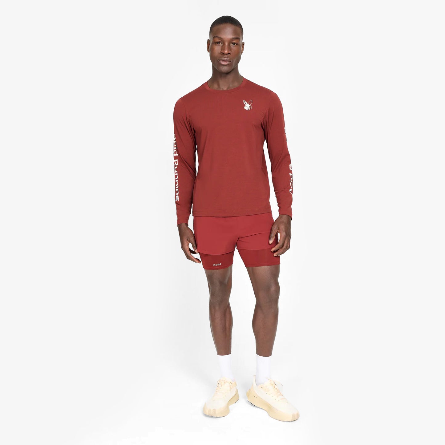 Long Sleeve Running T-Shirt (Brick Red)