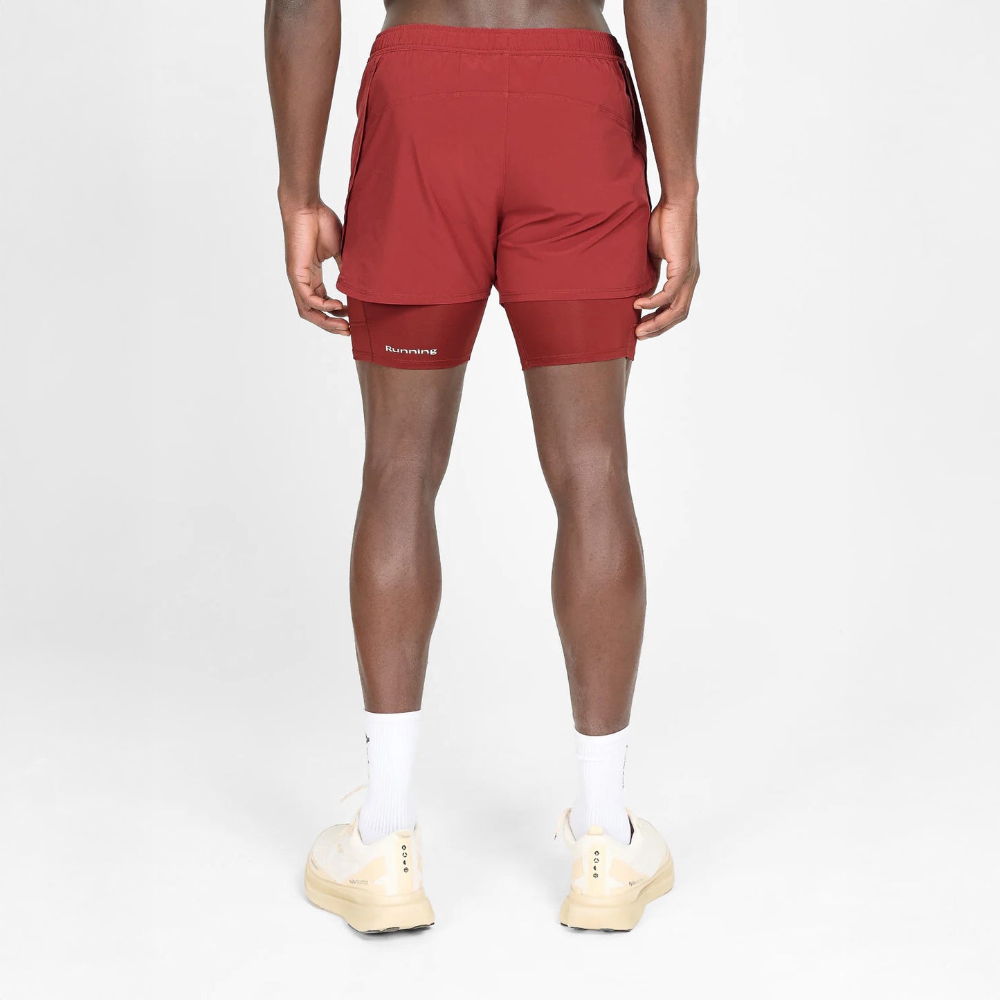 2-in-1 Running Shorts (Brick Red)