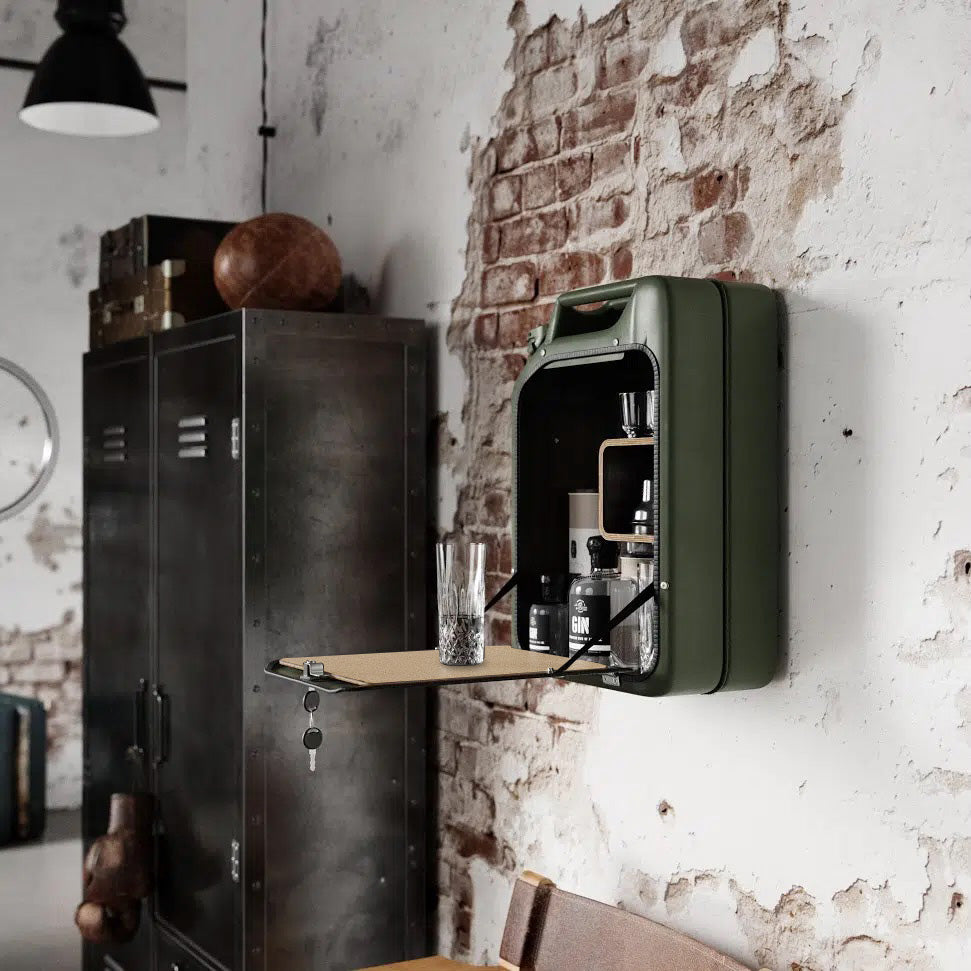 Jerry Can Bar Cabinet (Army Green + Oak)