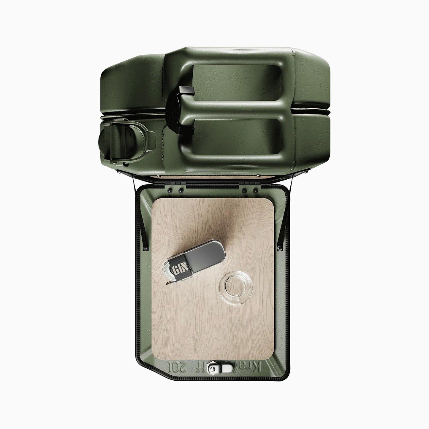 Jerry Can Bar Cabinet (Army Green + Oak)