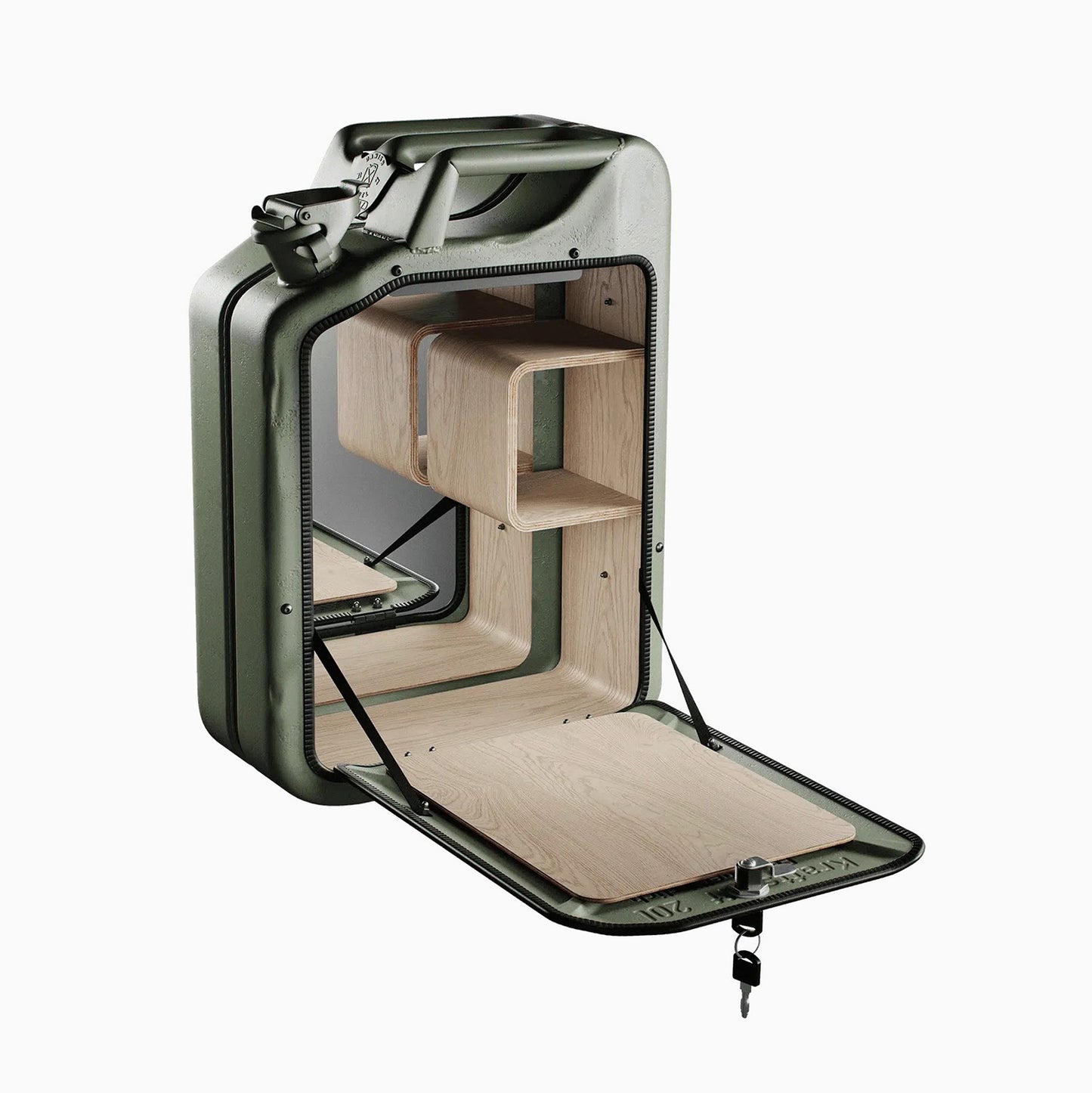 Jerry Can Bar Cabinet (Army Green + Oak)