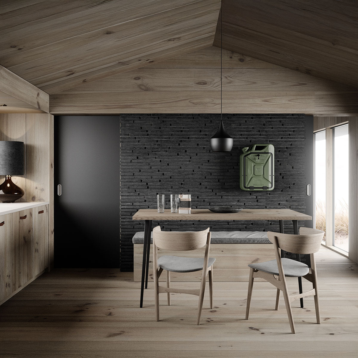 Jerry Can Bar Cabinet (Army Green + Oak)