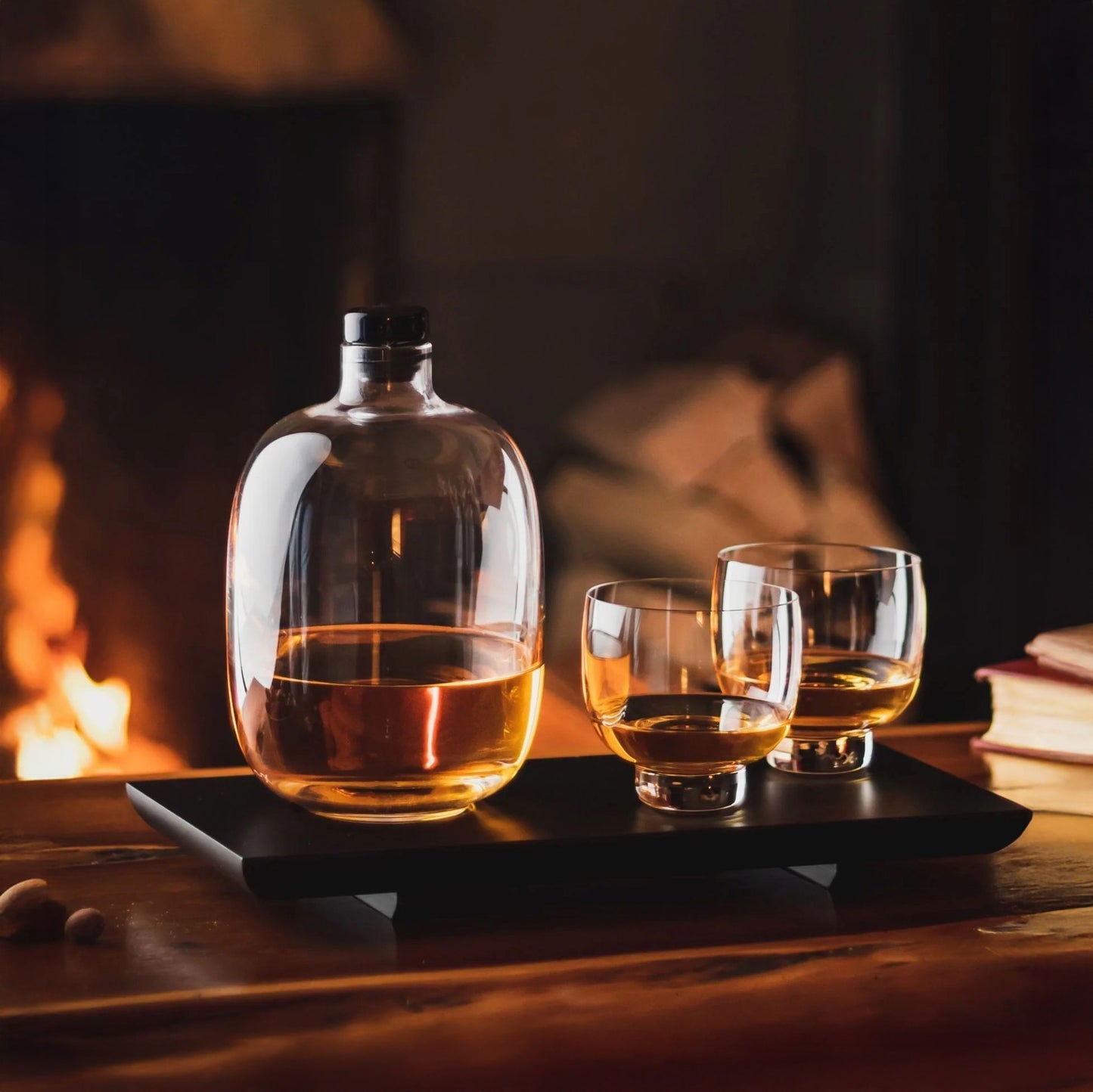 Malt Crystal Whisky + Wooden Tray Set