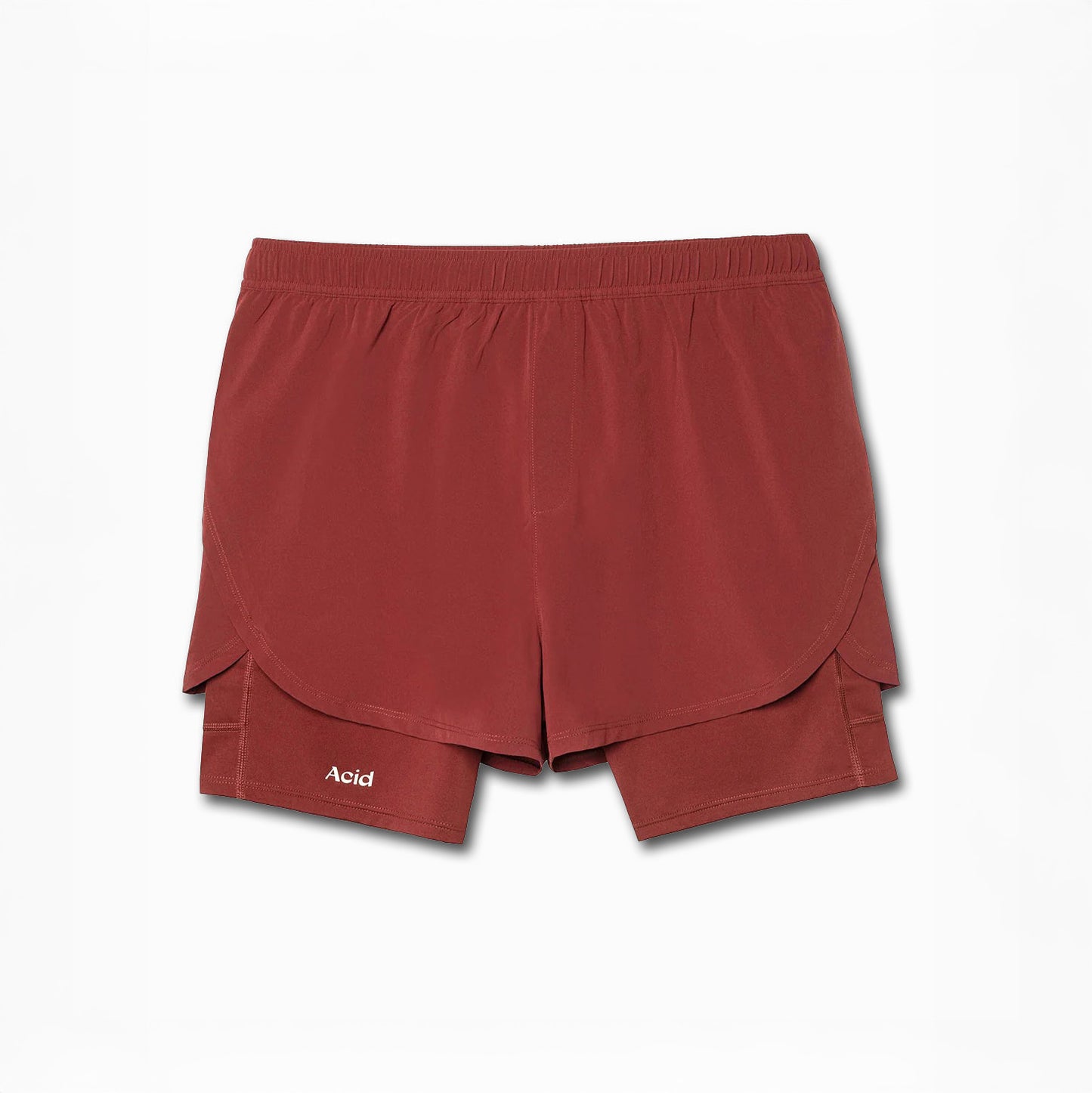 2-in-1 Running Shorts (Brick Red)