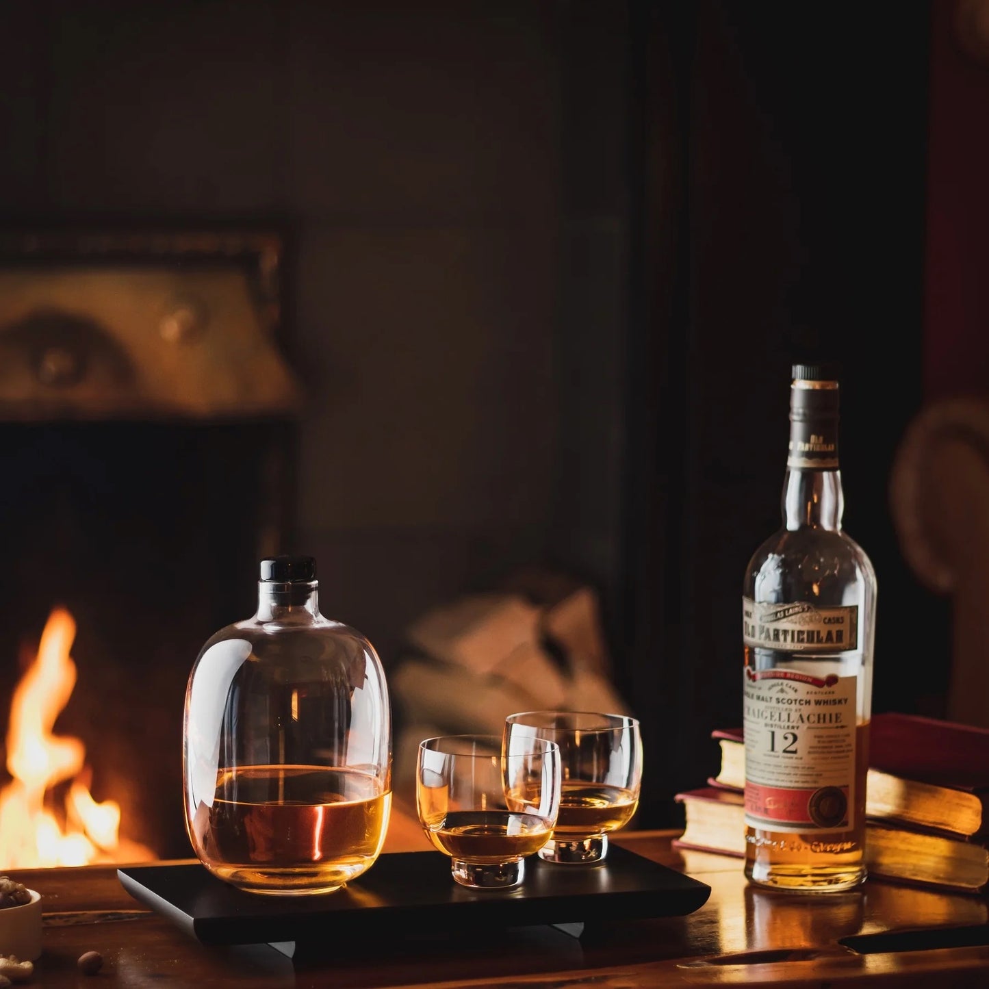 Malt Crystal Whisky + Wooden Tray Set