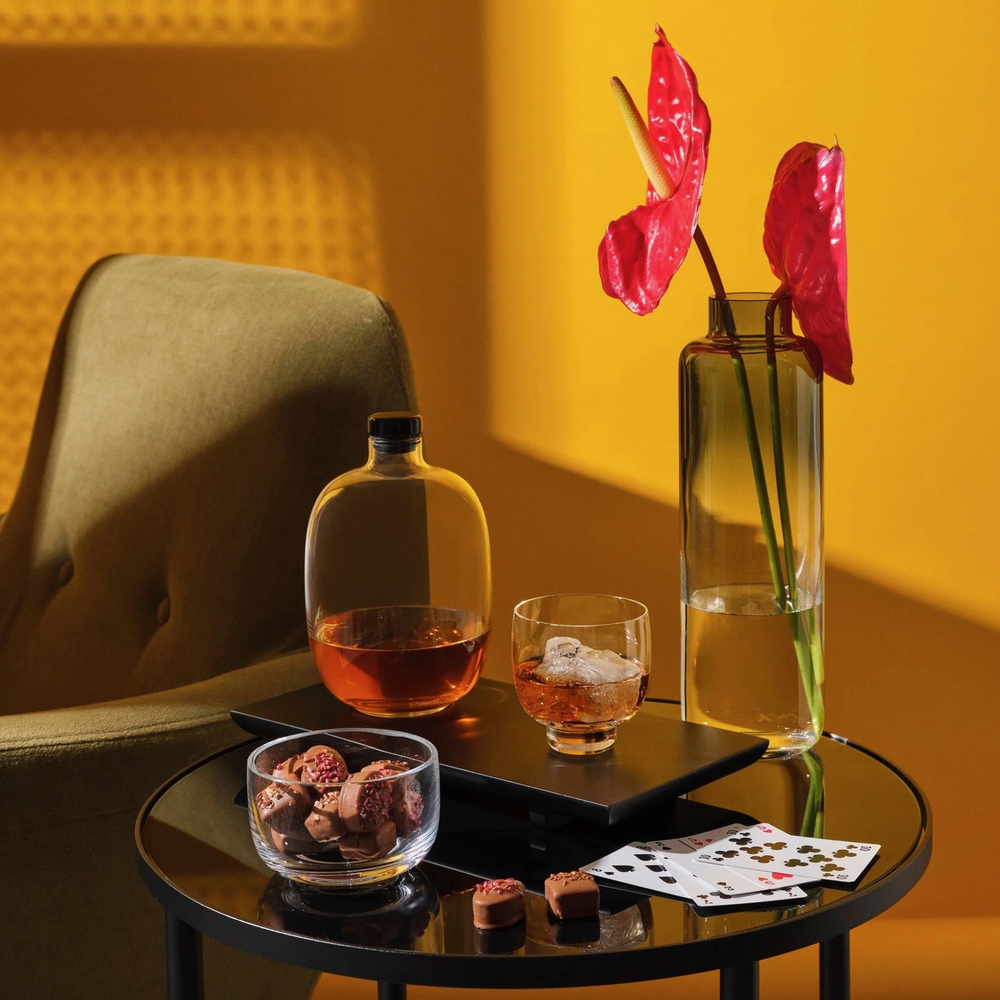 Malt Crystal Whisky + Wooden Tray Set