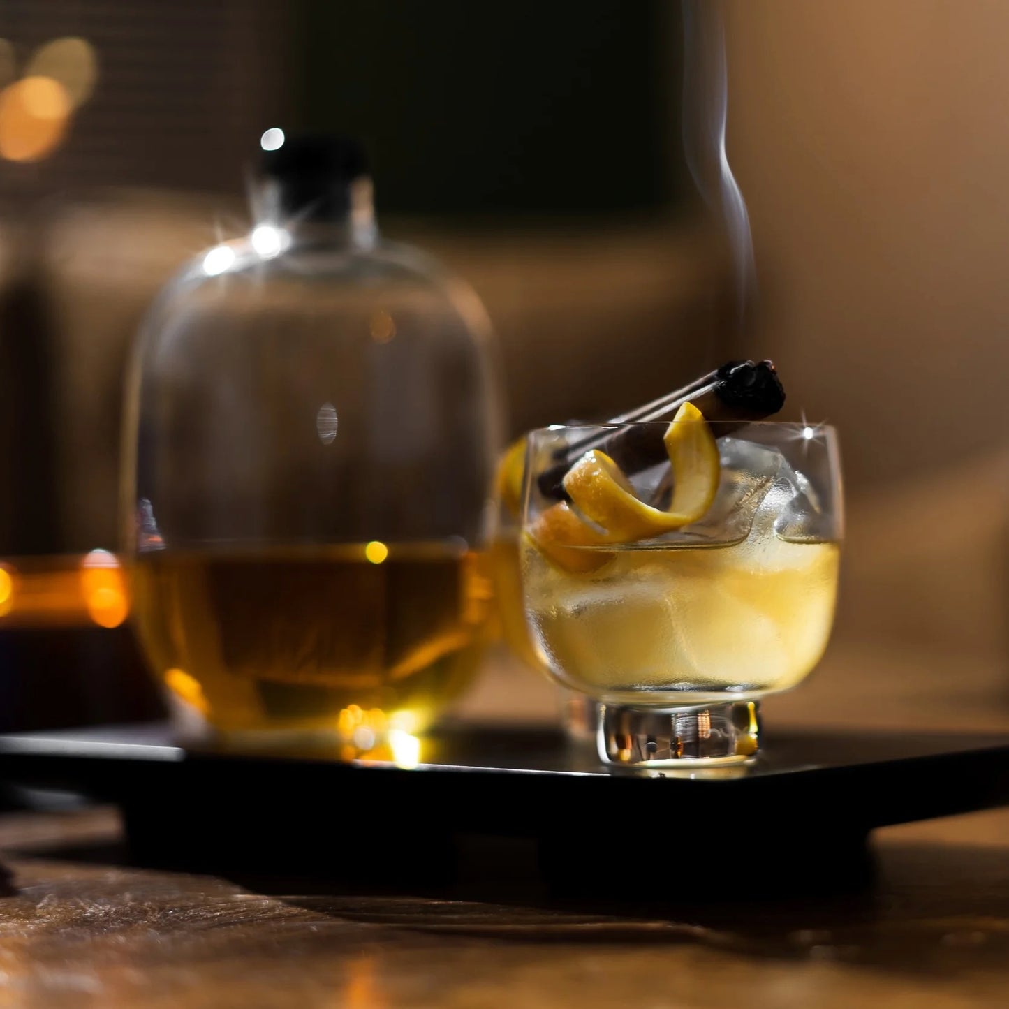 Malt Crystal Whisky + Wooden Tray Set