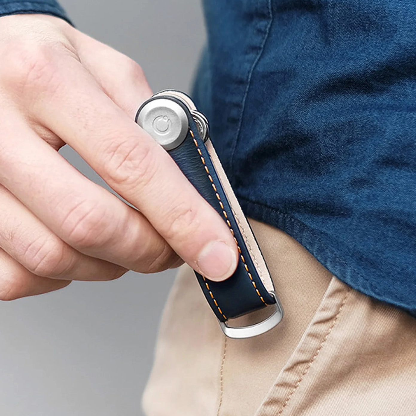 Leather Key Organiser (Navy)