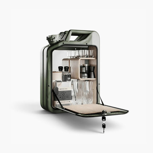 Jerry Can Drinks Bar (Army Green + Oak)